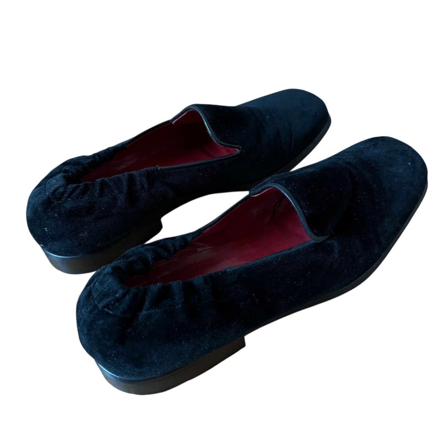 Black Suede Square-Toe Loafers
