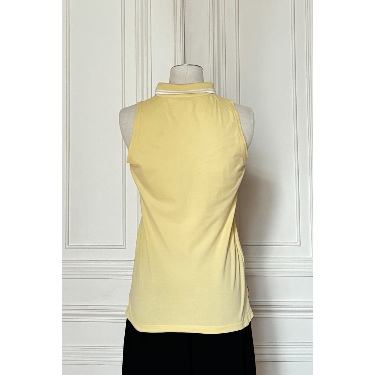 Yellow Cotton Piqué Sleeveless Polo Top