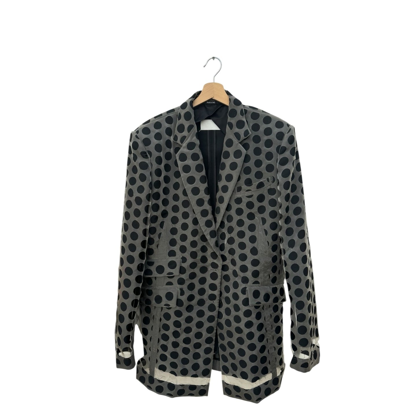 SS 2020 Grey Black Polka Dot Sheer Blazer