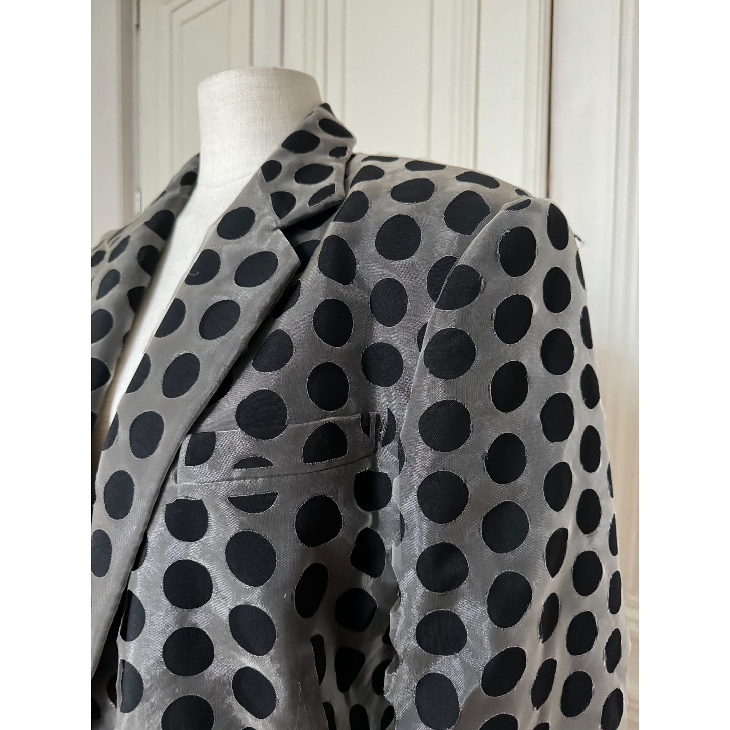 SS 2020 Grey Black Polka Dot Sheer Blazer