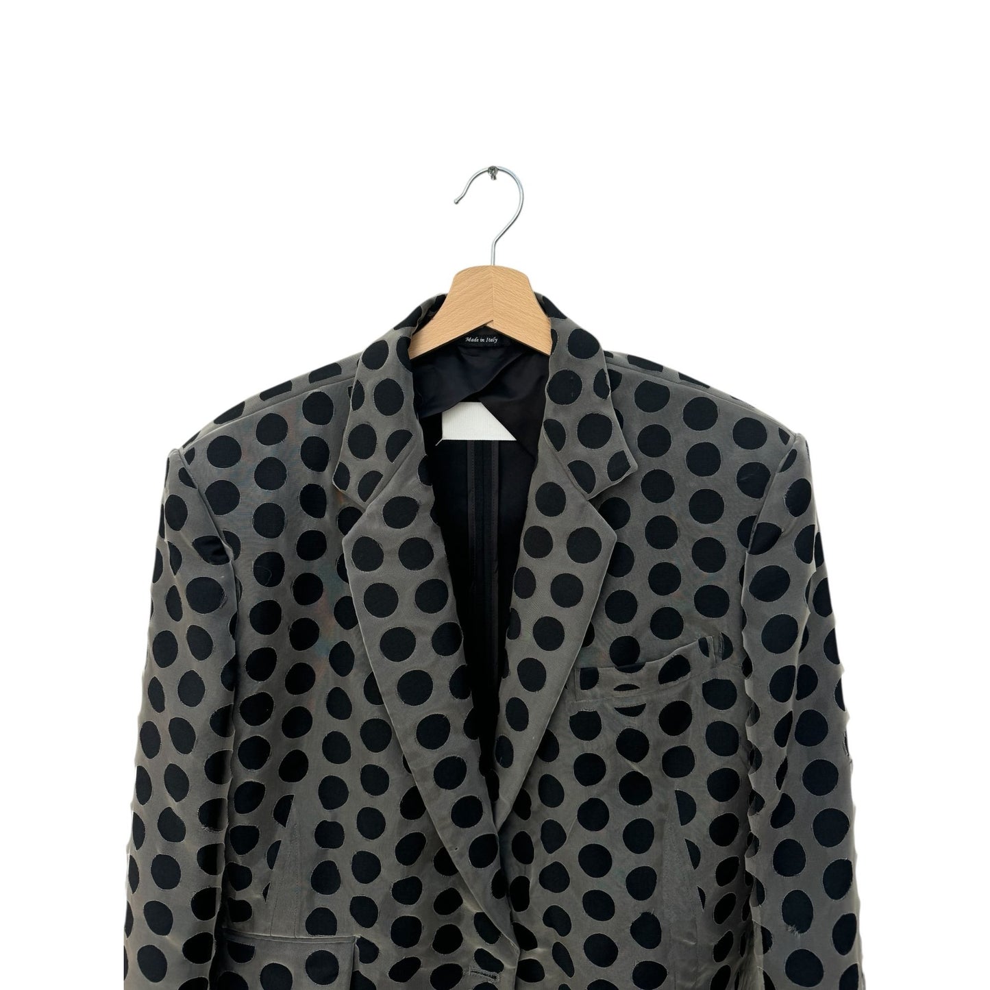 SS 2020 Grey Black Polka Dot Sheer Blazer