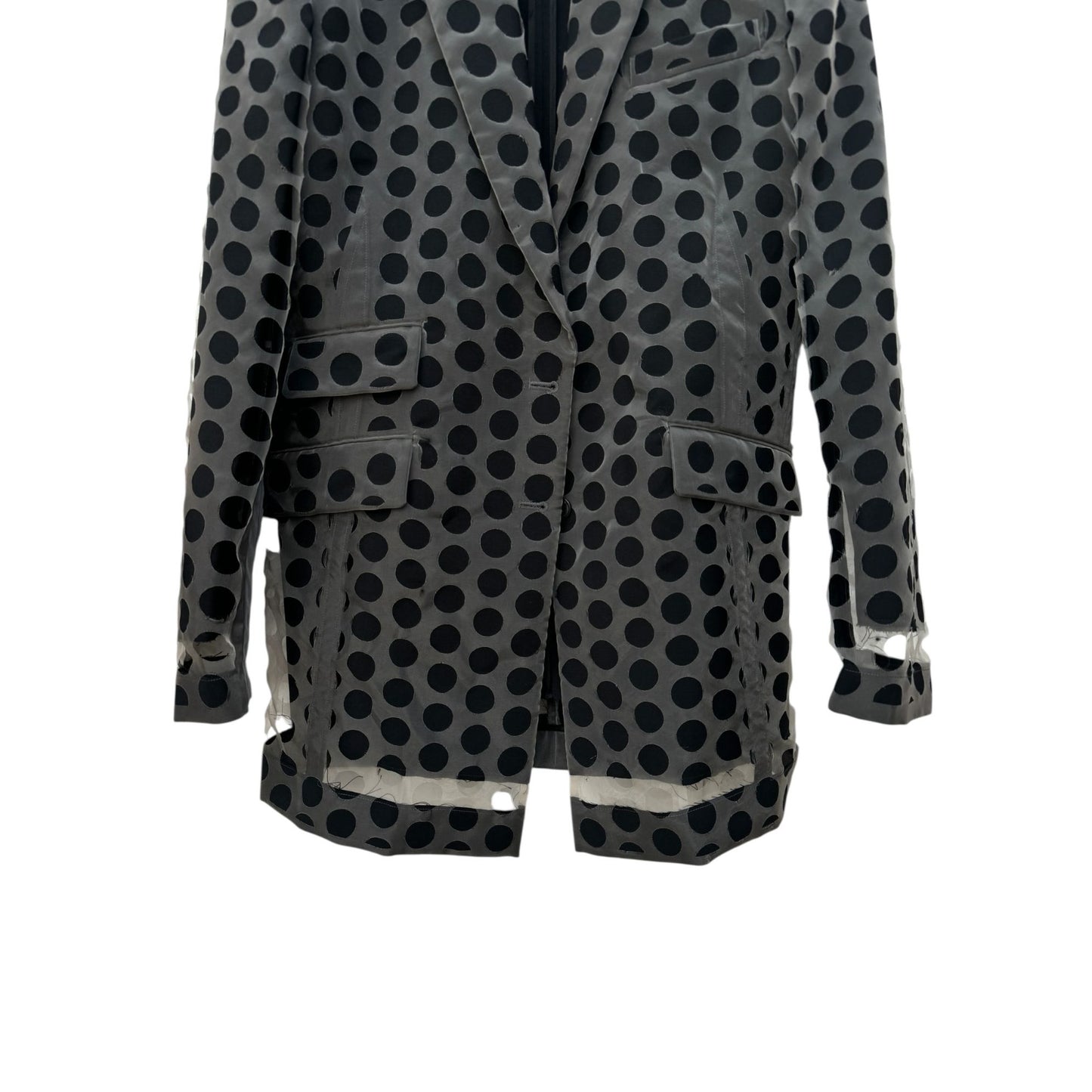 SS 2020 Grey Black Polka Dot Sheer Blazer
