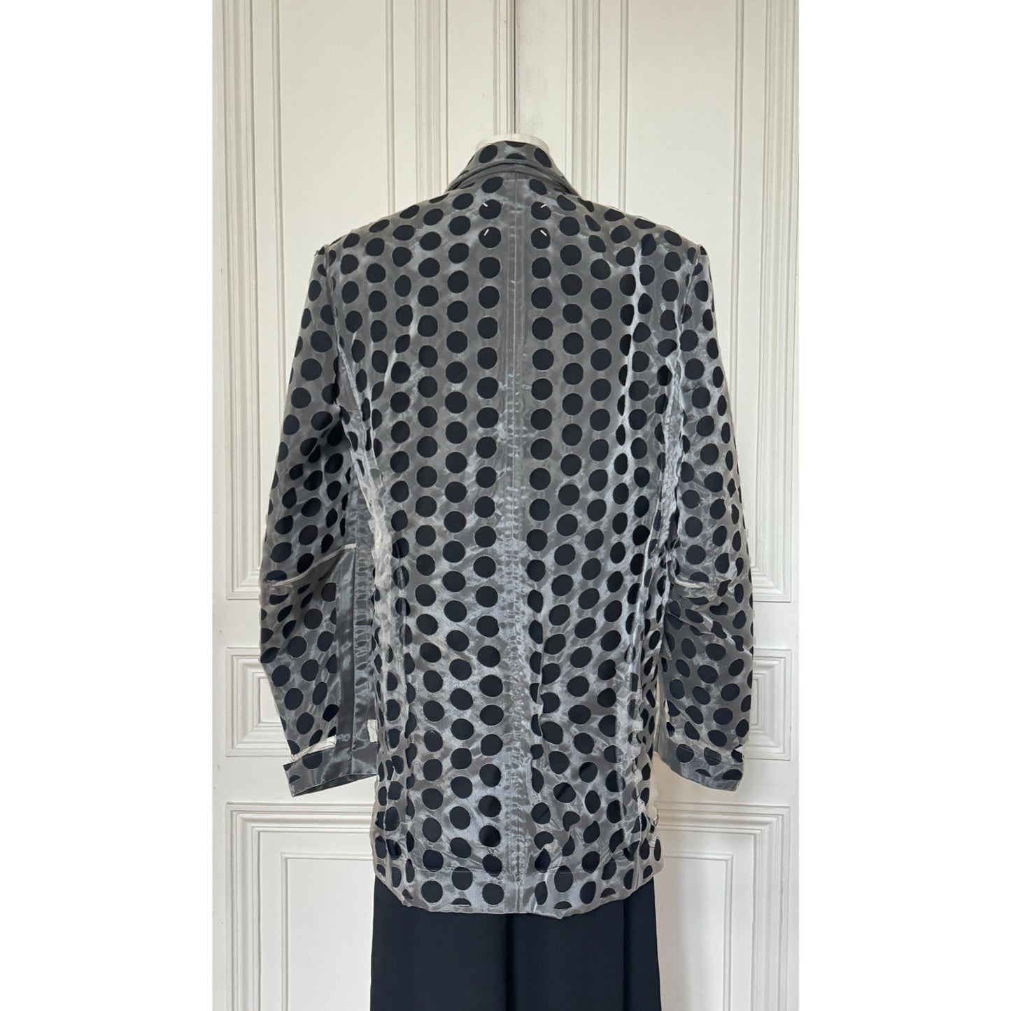 SS 2020 Grey Black Polka Dot Sheer Blazer