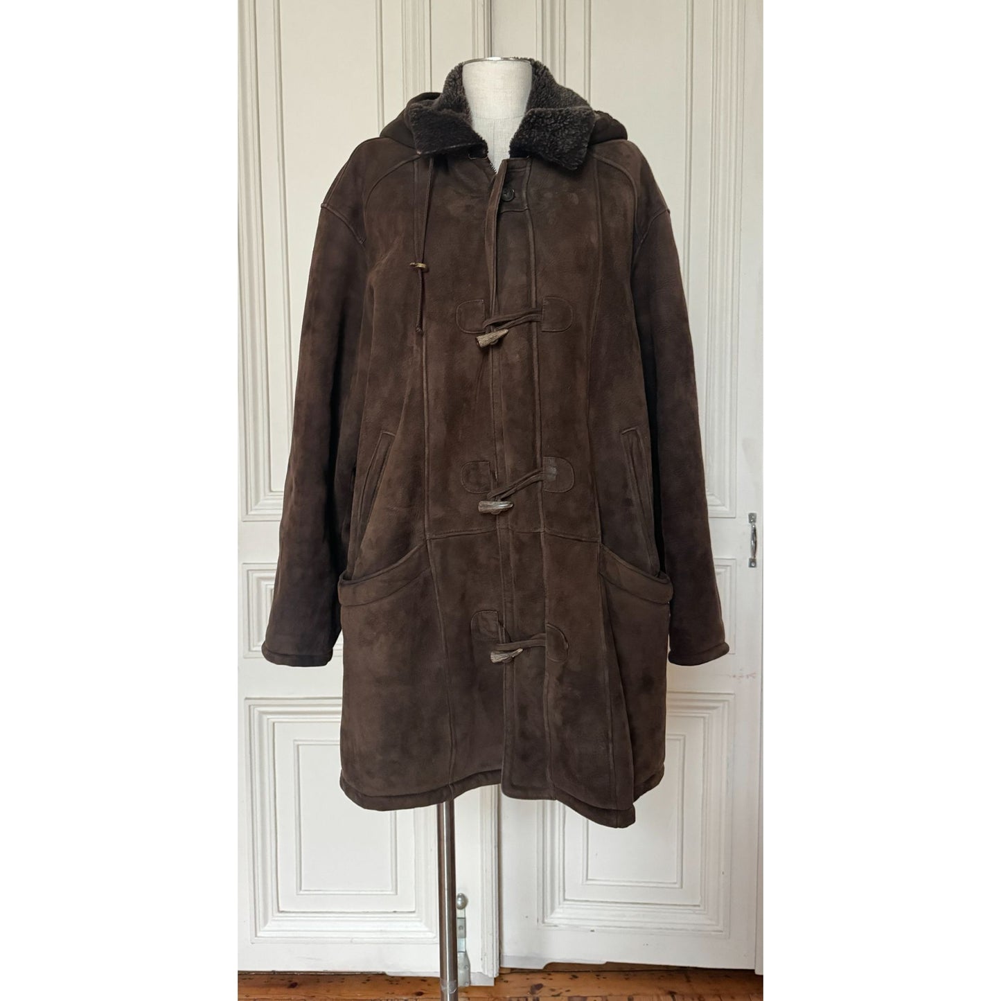 Brown Suede Shearling Coat 