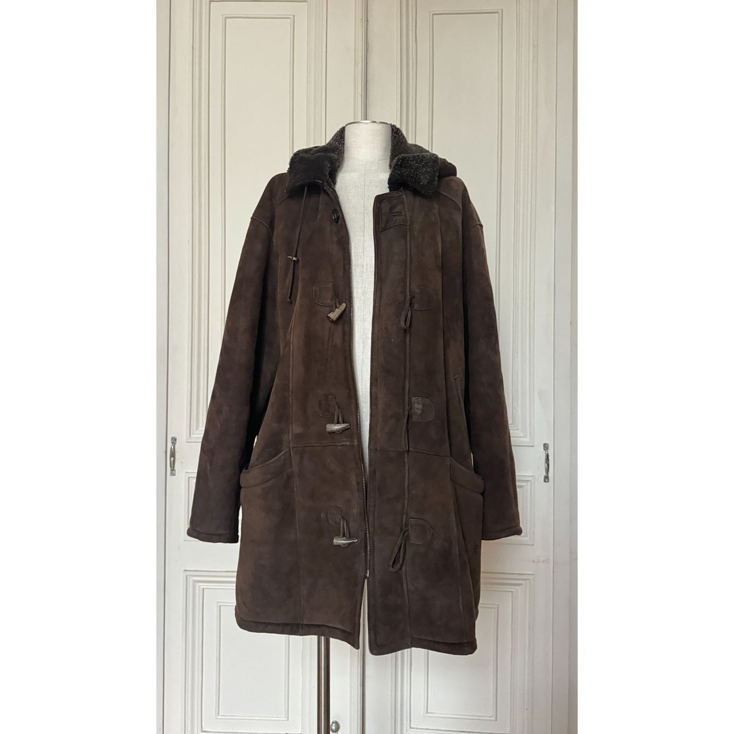 Brown Suede Shearling Coat 