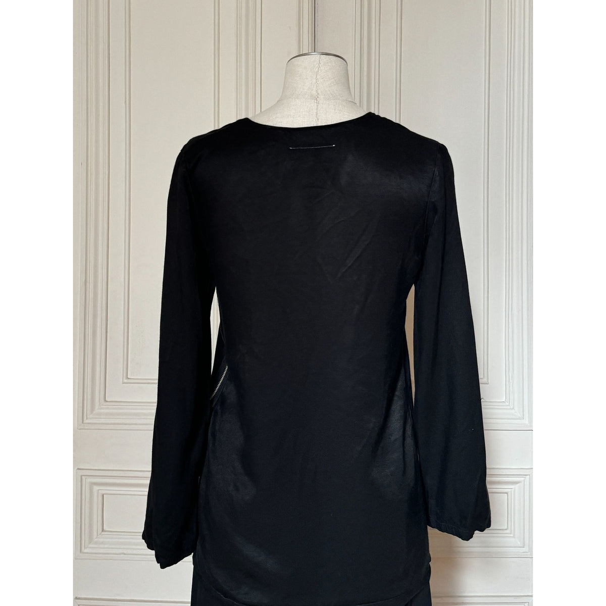 SS 1999 Black Viscose Side-Zip Long-Sleeve Top