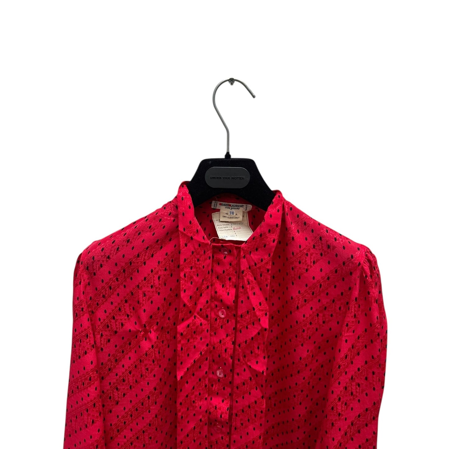 1970s Red Polka Dot Silk Blouse