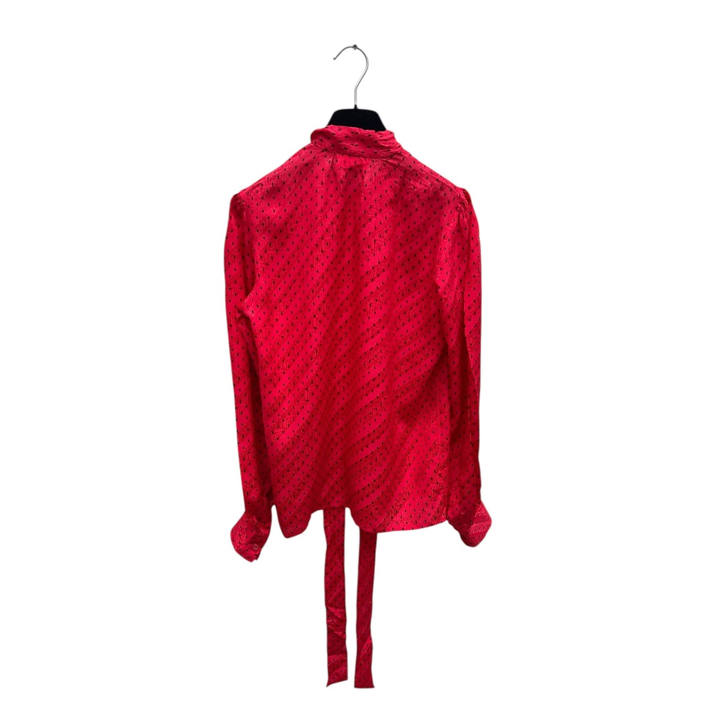 1970s Red Polka Dot Silk Blouse