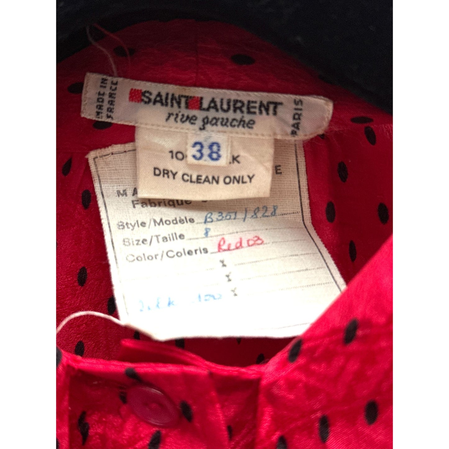 1970s Red Polka Dot Silk Blouse