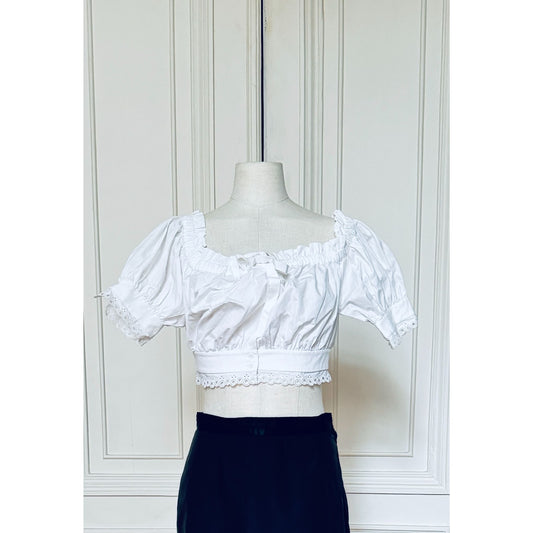 White Cropped Blouse Size 40 / S