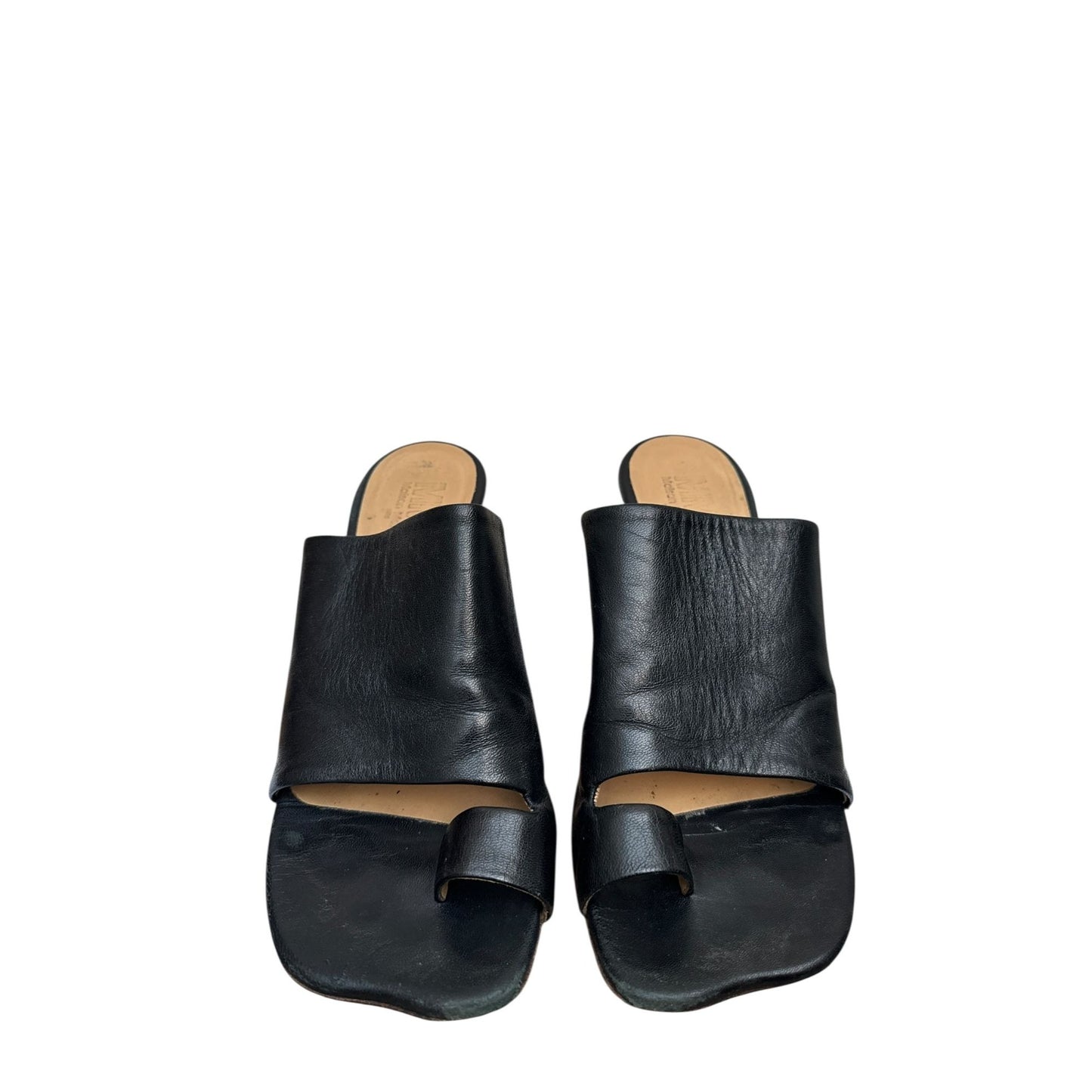 Black Leather Mules