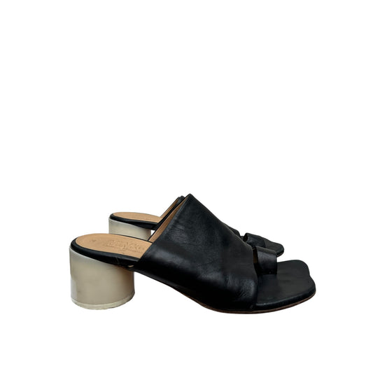 Black Leather Mules