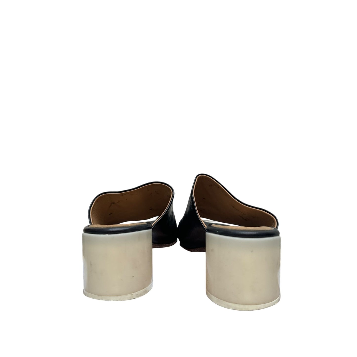 Black Leather Mules