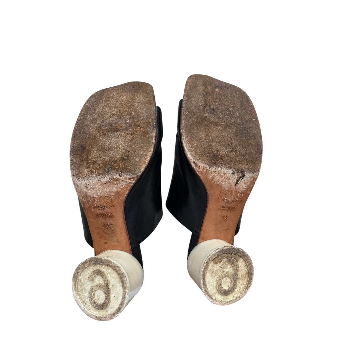 Black Leather Mules
