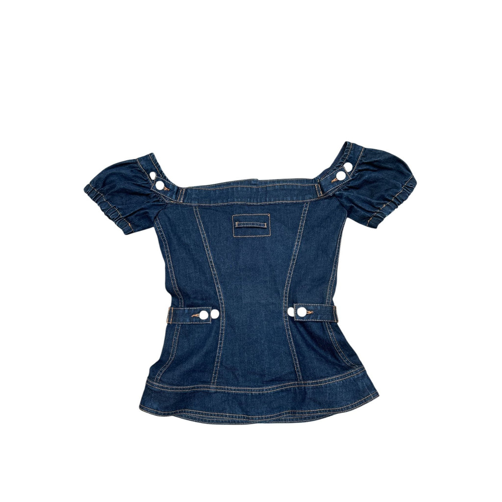 Raw denim bustier top