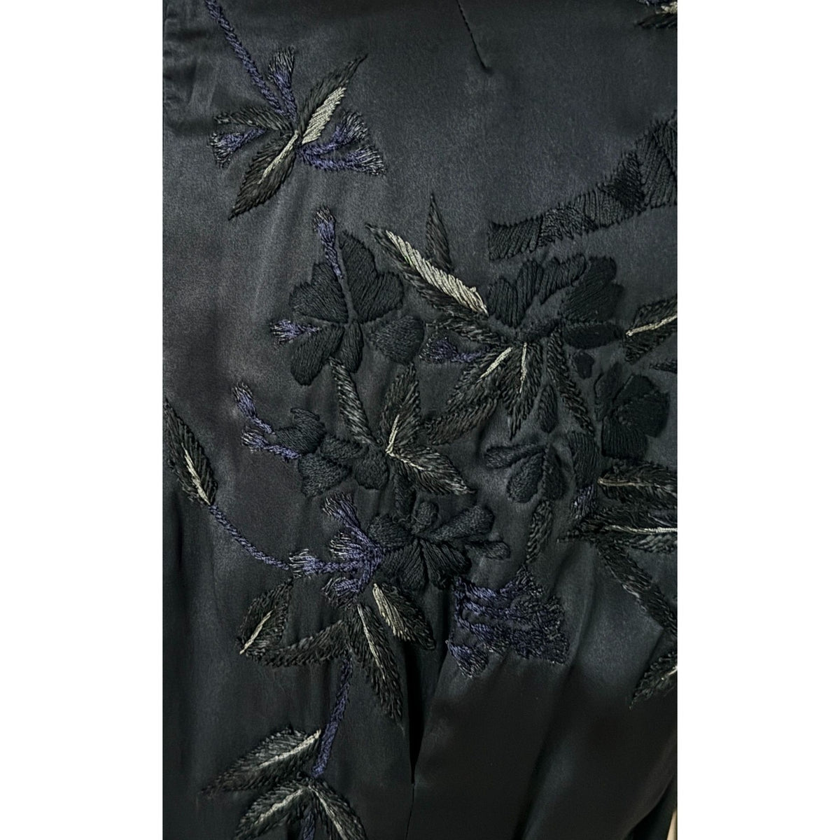 Black Tonal Floral Embroidered Silk Dress