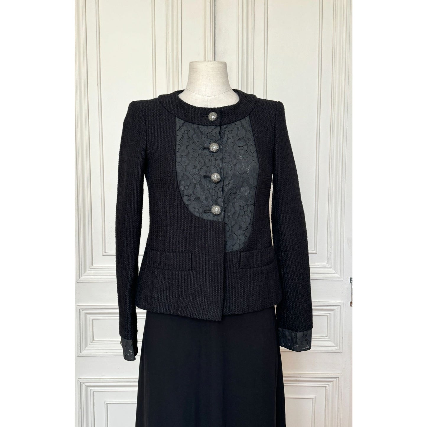 Spring 2015 Black Tweed and Lace Jacket
