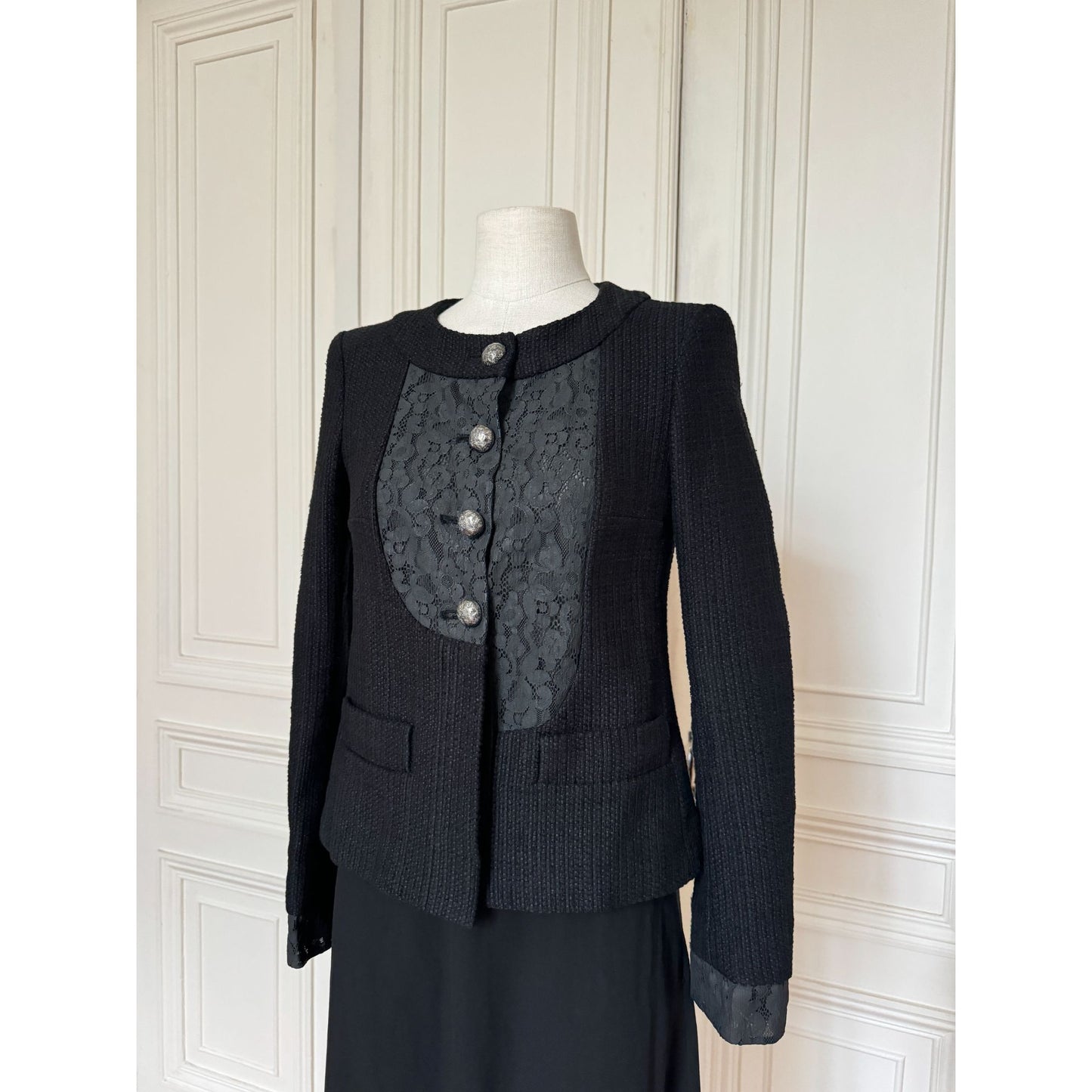 Spring 2015 Black Tweed and Lace Jacket