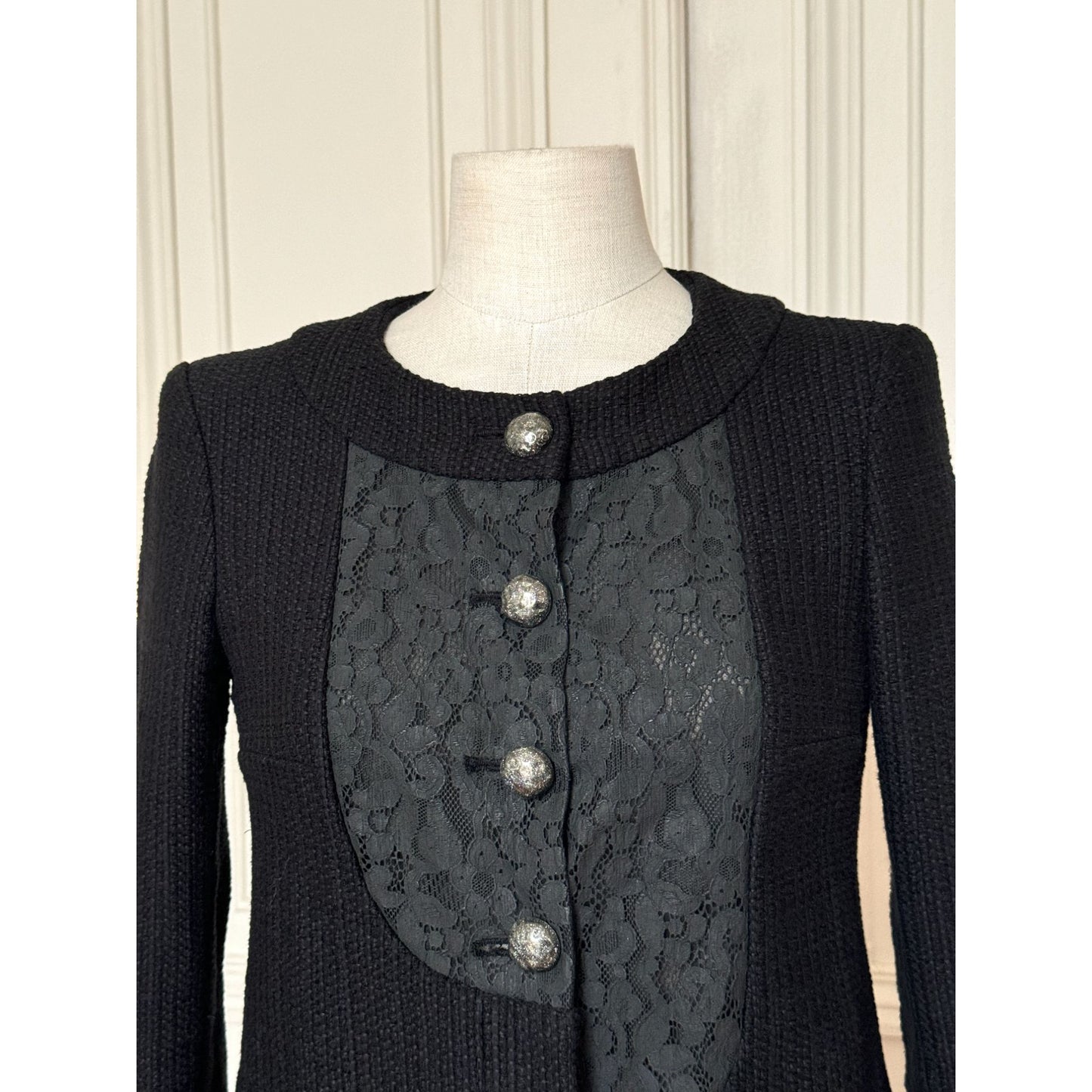 Spring 2015 Black Tweed and Lace Jacket
