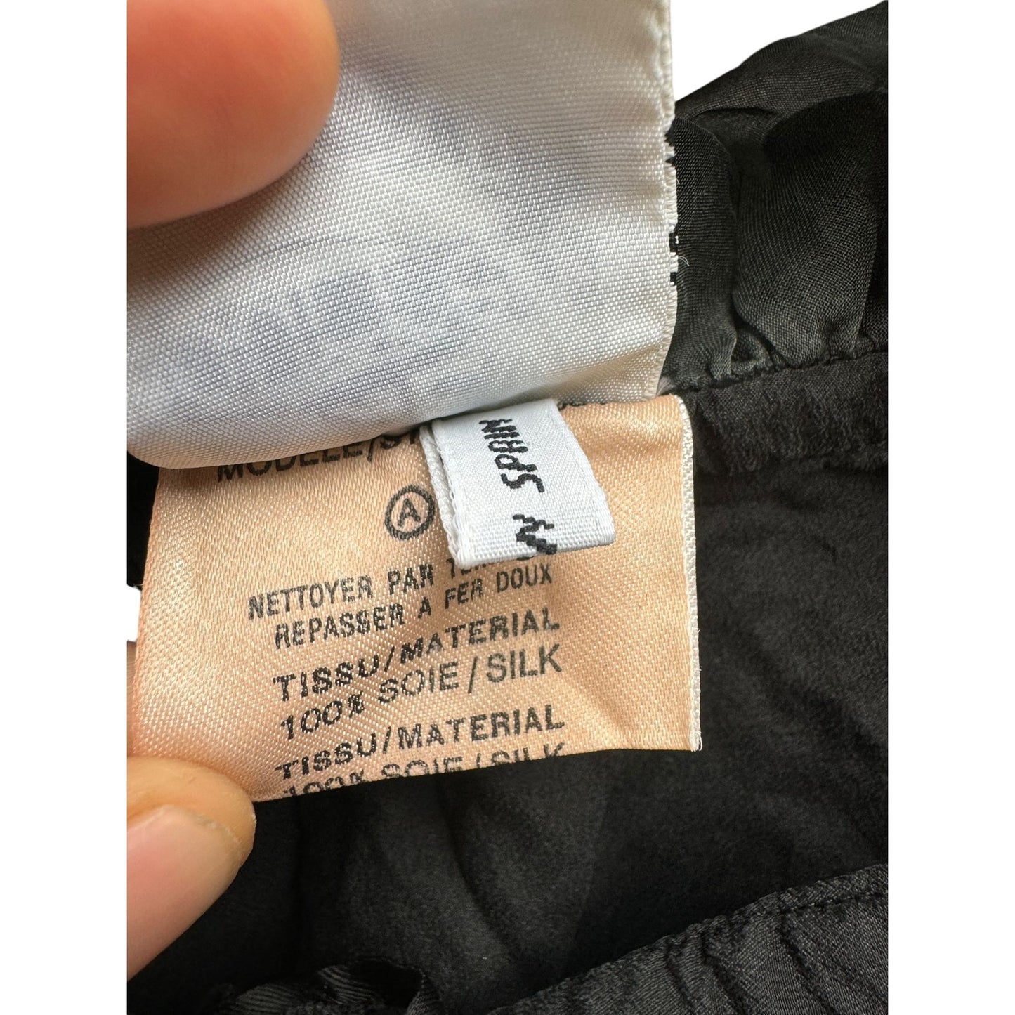 Vintage Black Silk Ruffled Collar Shirt