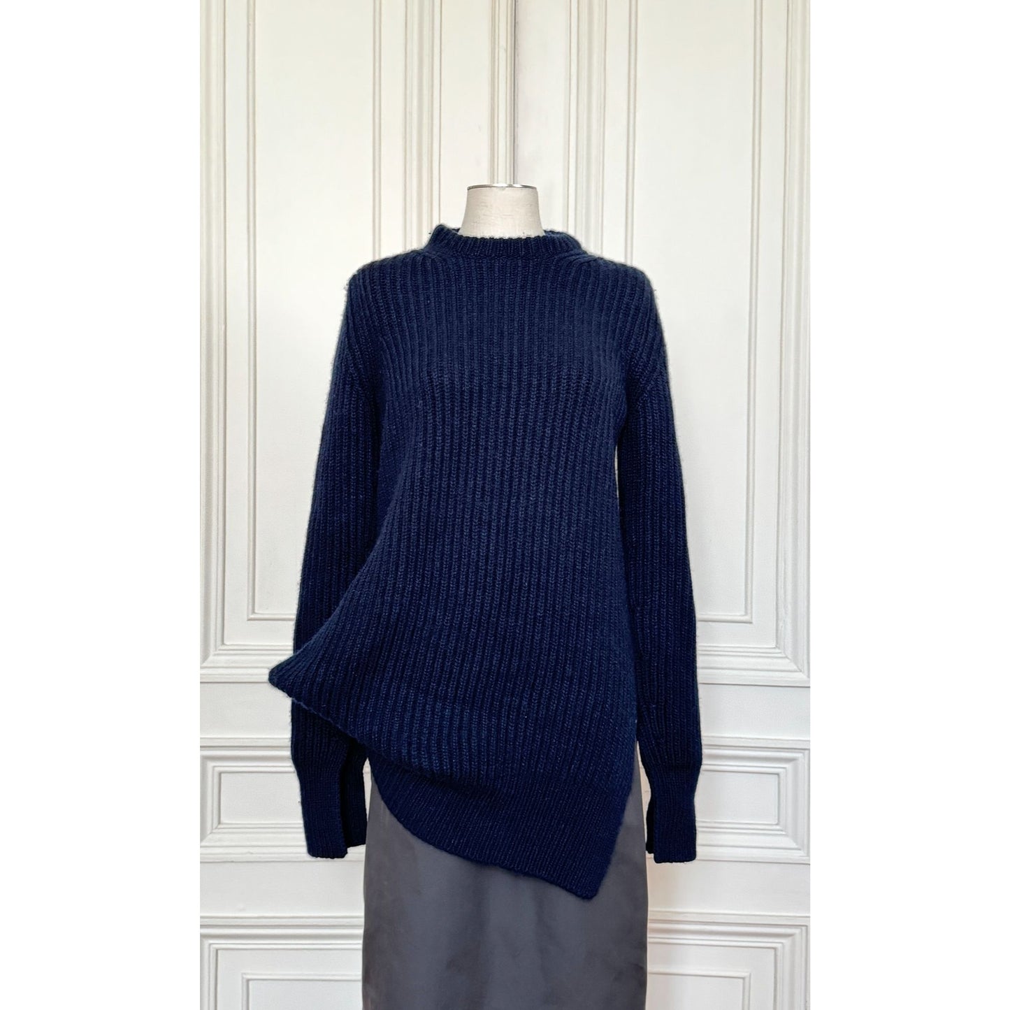 Phoebe Philo Navy Cashmere Mohair Twisted Sweater