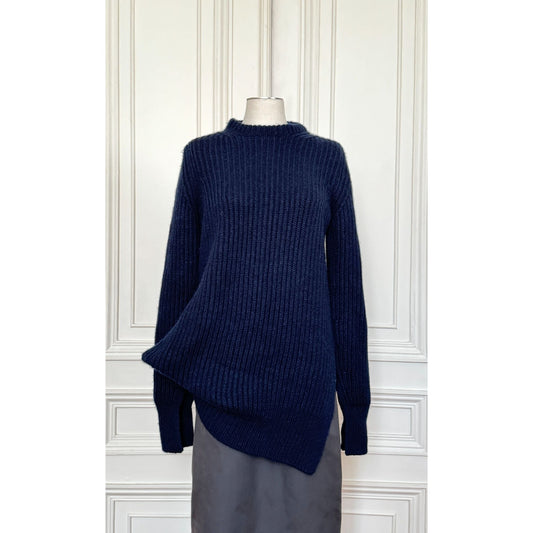 Phoebe Philo Navy Cashmere Mohair Twisted Sweater