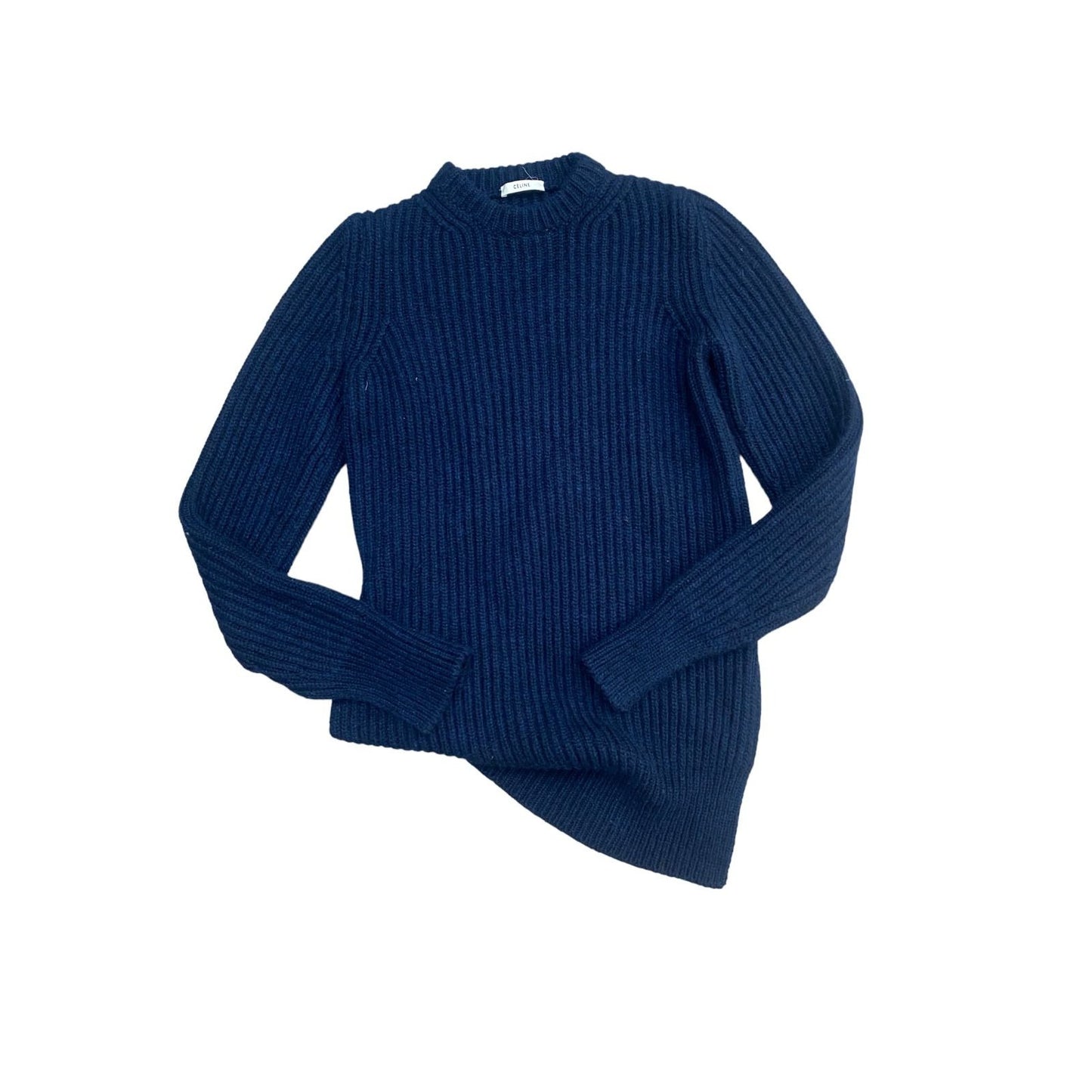 Phoebe Philo Navy Cashmere Mohair Twisted Sweater