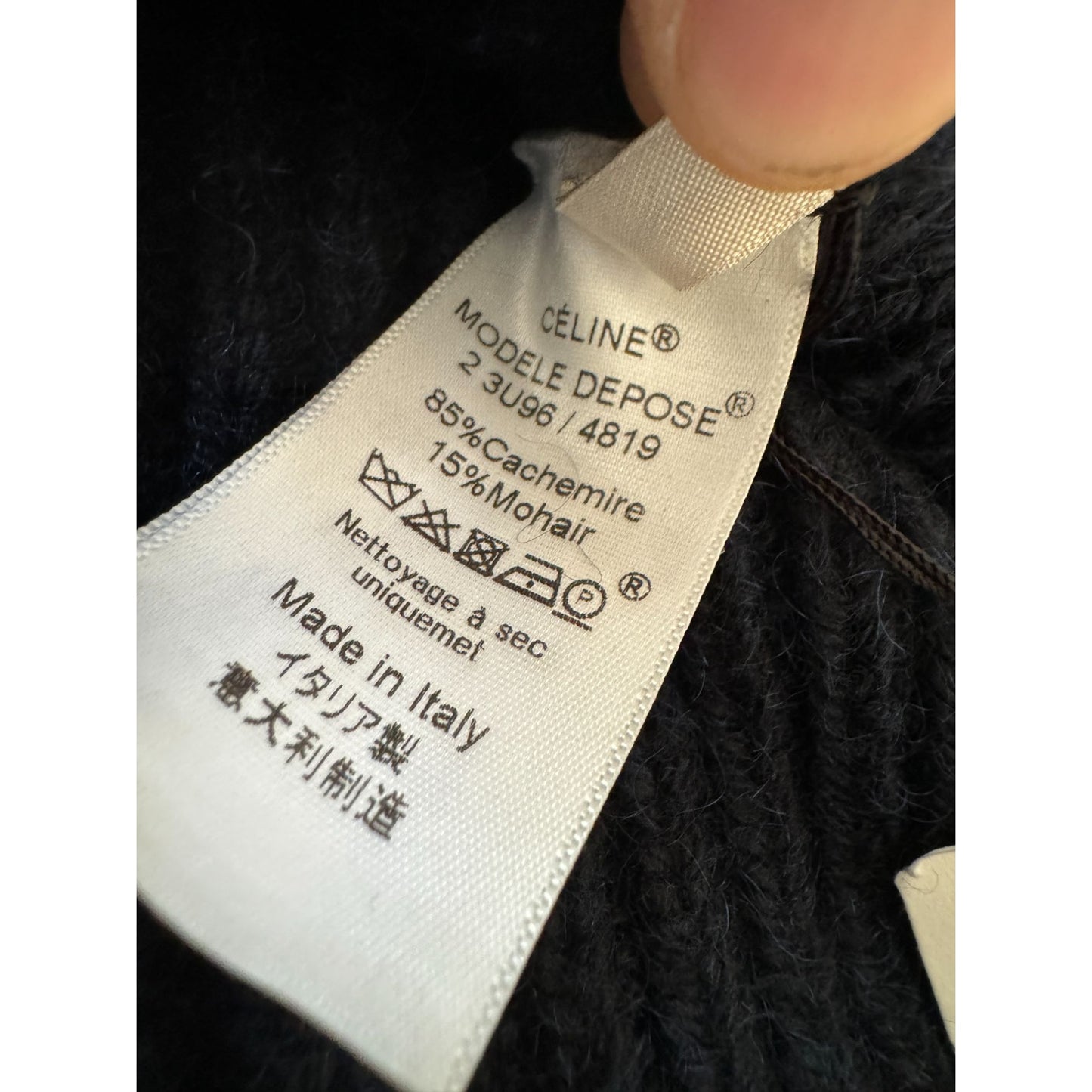 Phoebe Philo Navy Cashmere Mohair Twisted Sweater