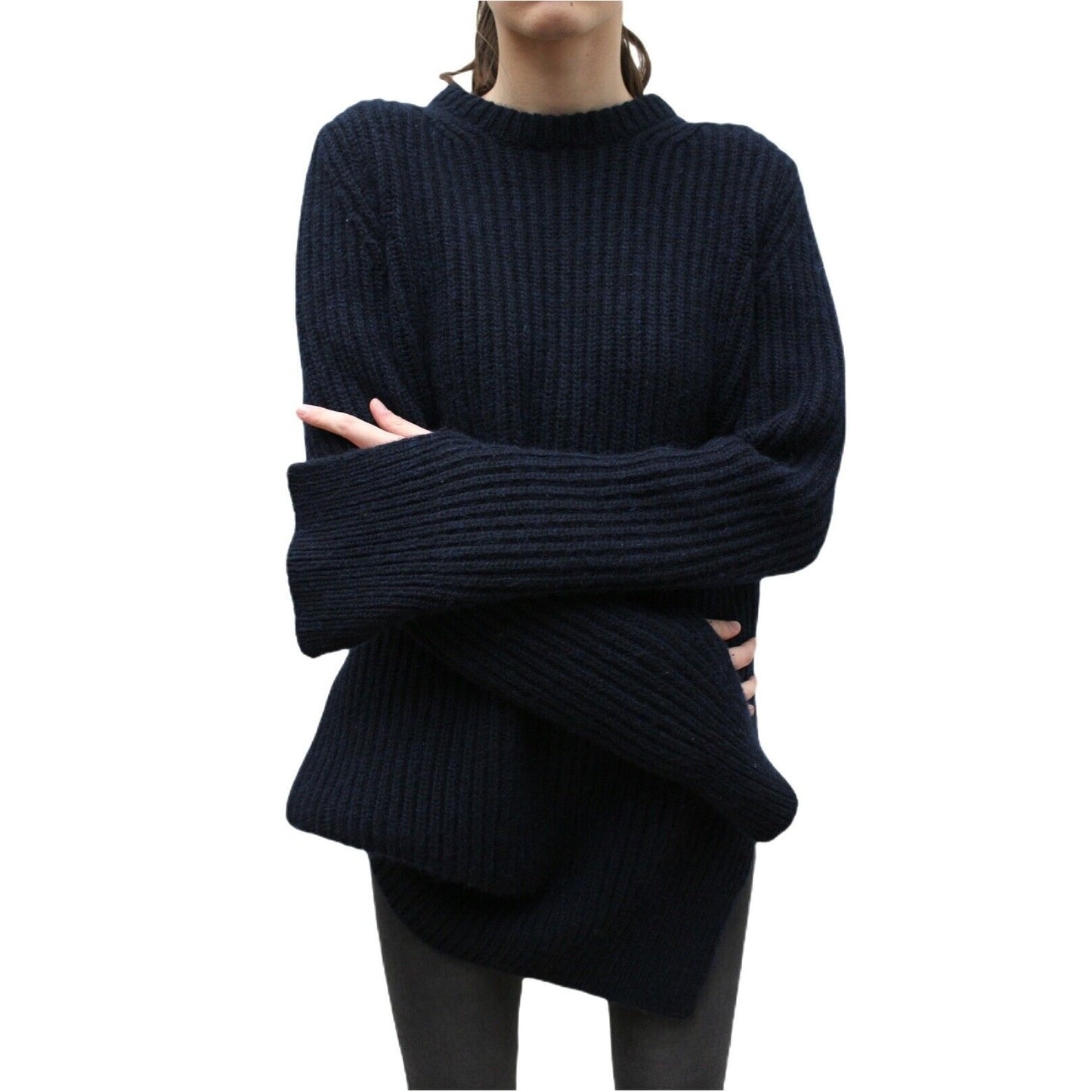 Phoebe Philo Navy Cashmere Mohair Twisted Sweater