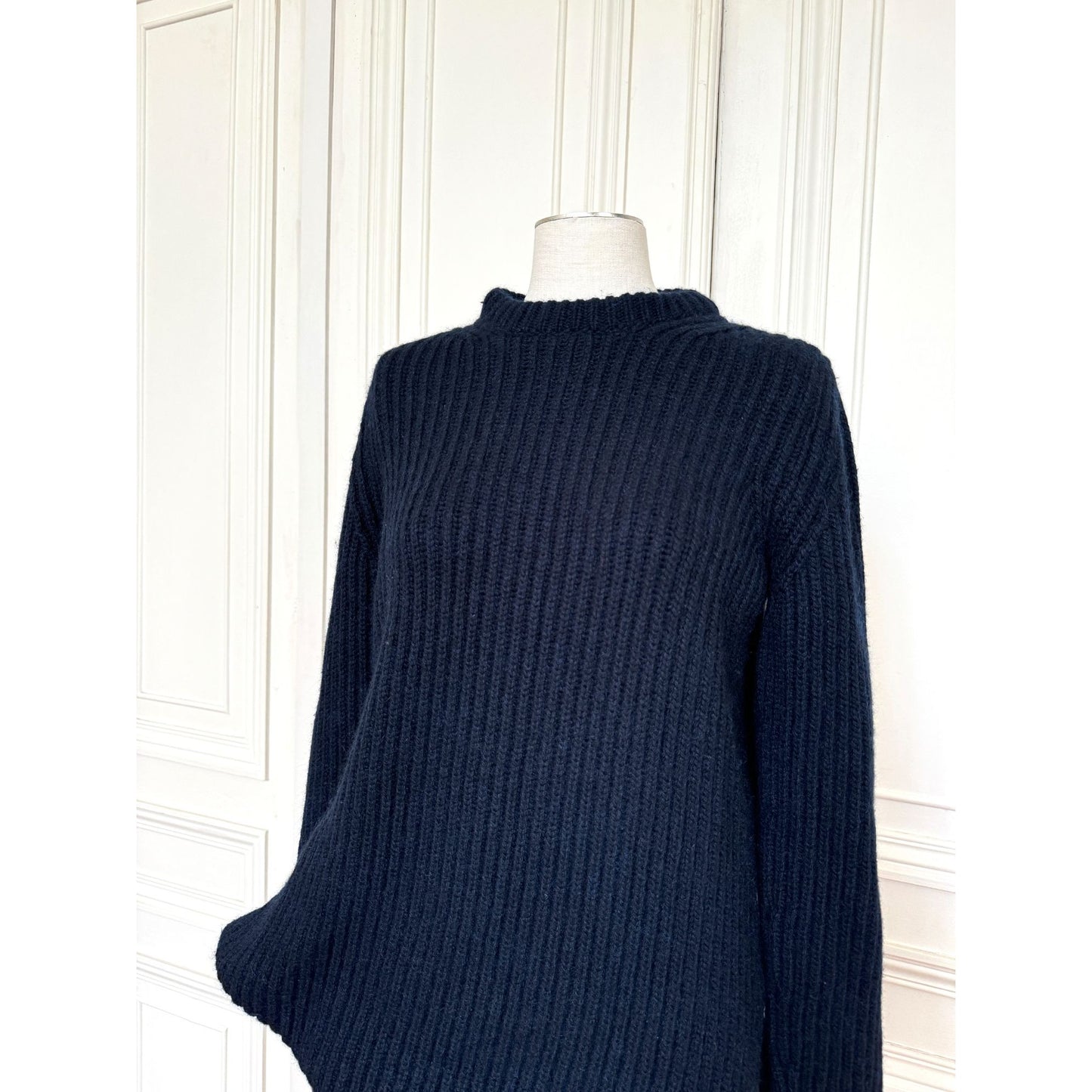 Phoebe Philo Navy Cashmere Mohair Twisted Sweater