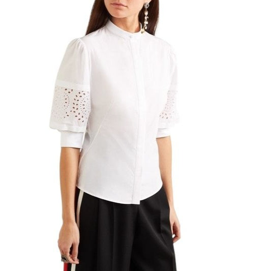 White Romantic Puff-Sleeve Shirt