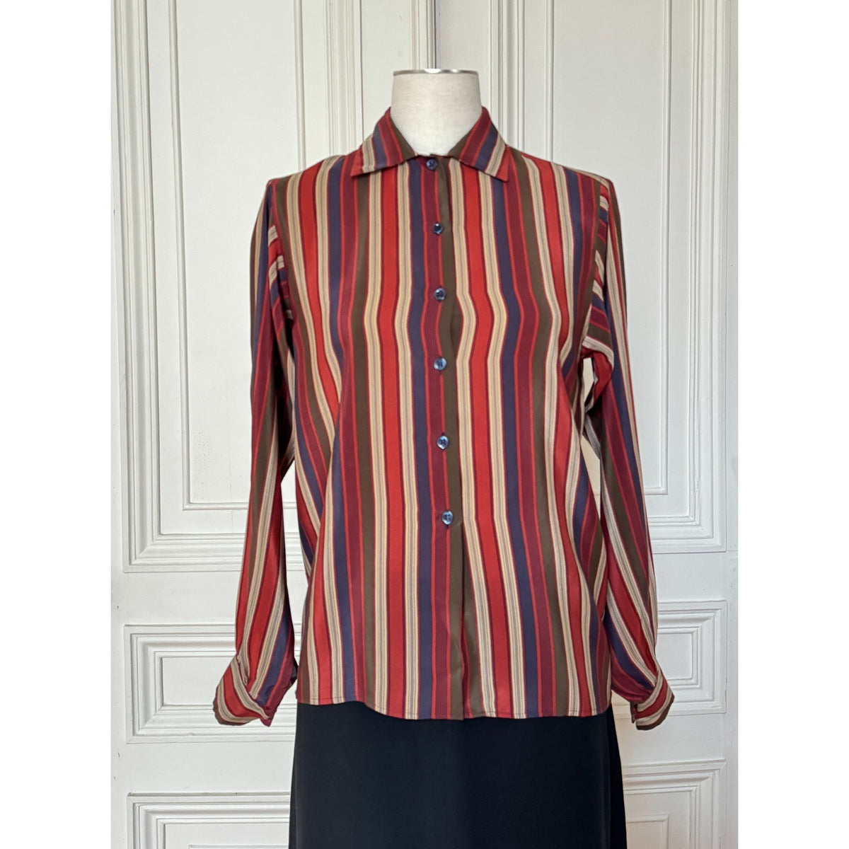 1970s Multicolor Striped Silk Shirt