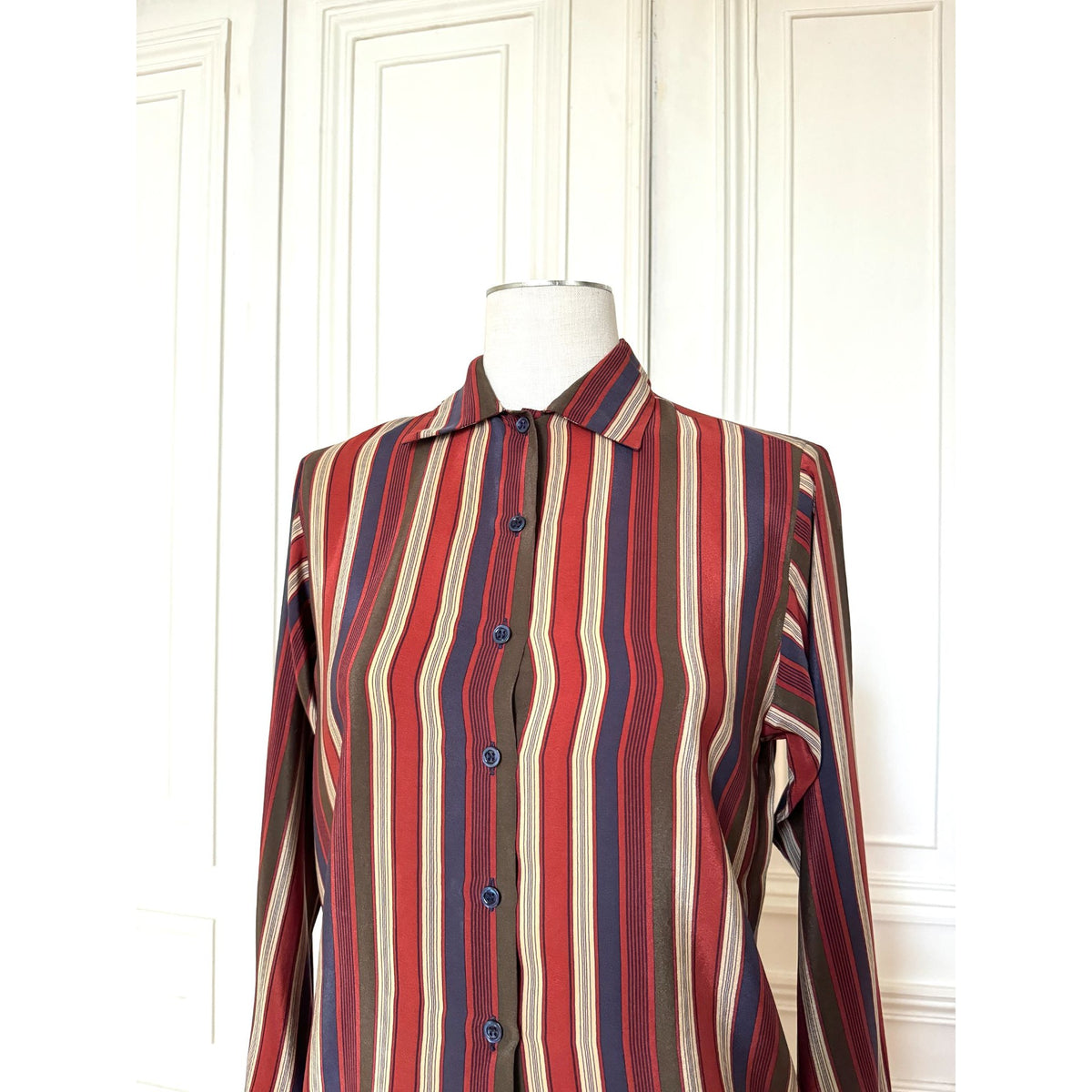 1970s Multicolor Striped Silk Shirt