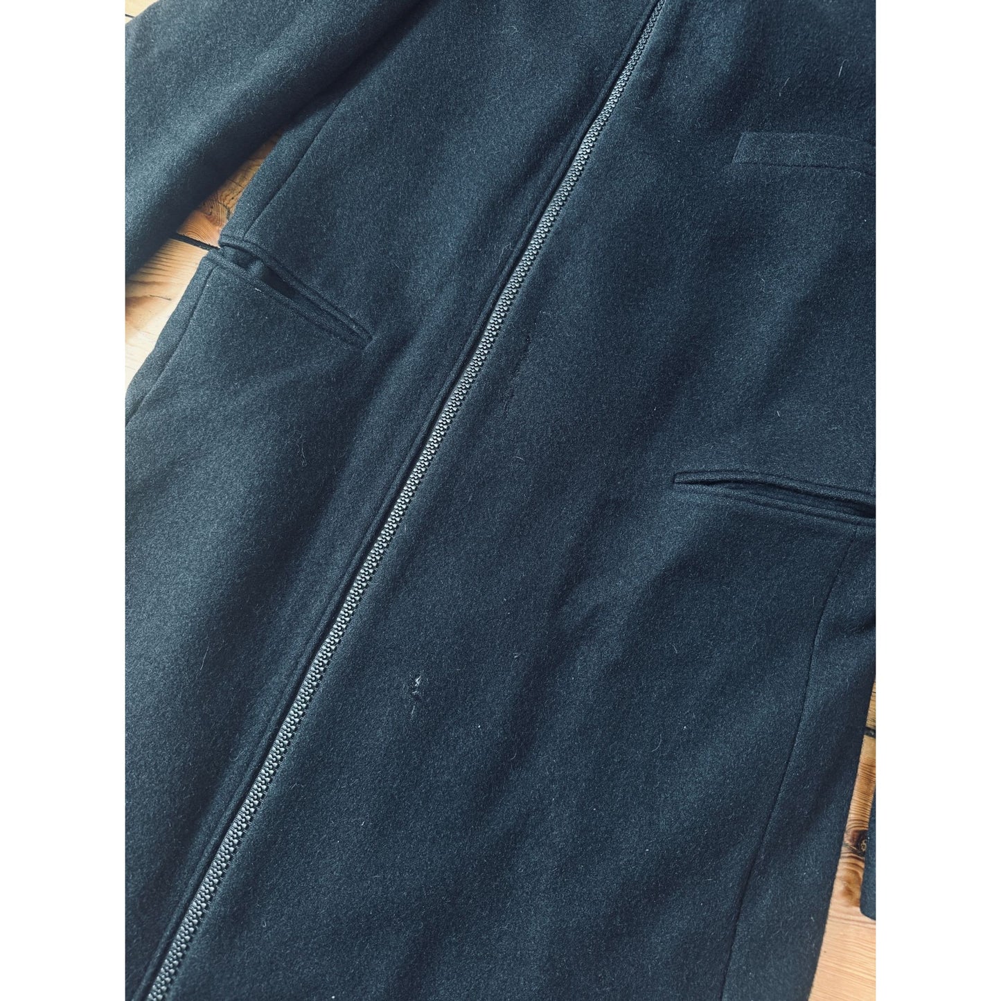 FW 2004–2005 “Waves” Black Wool Zipped Coat 