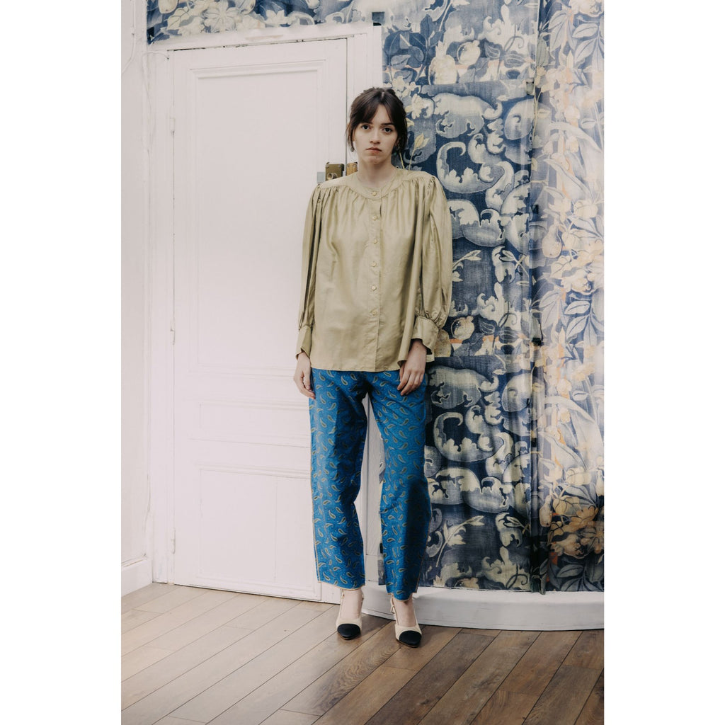 1970s Beige Kaki Silk Shirt