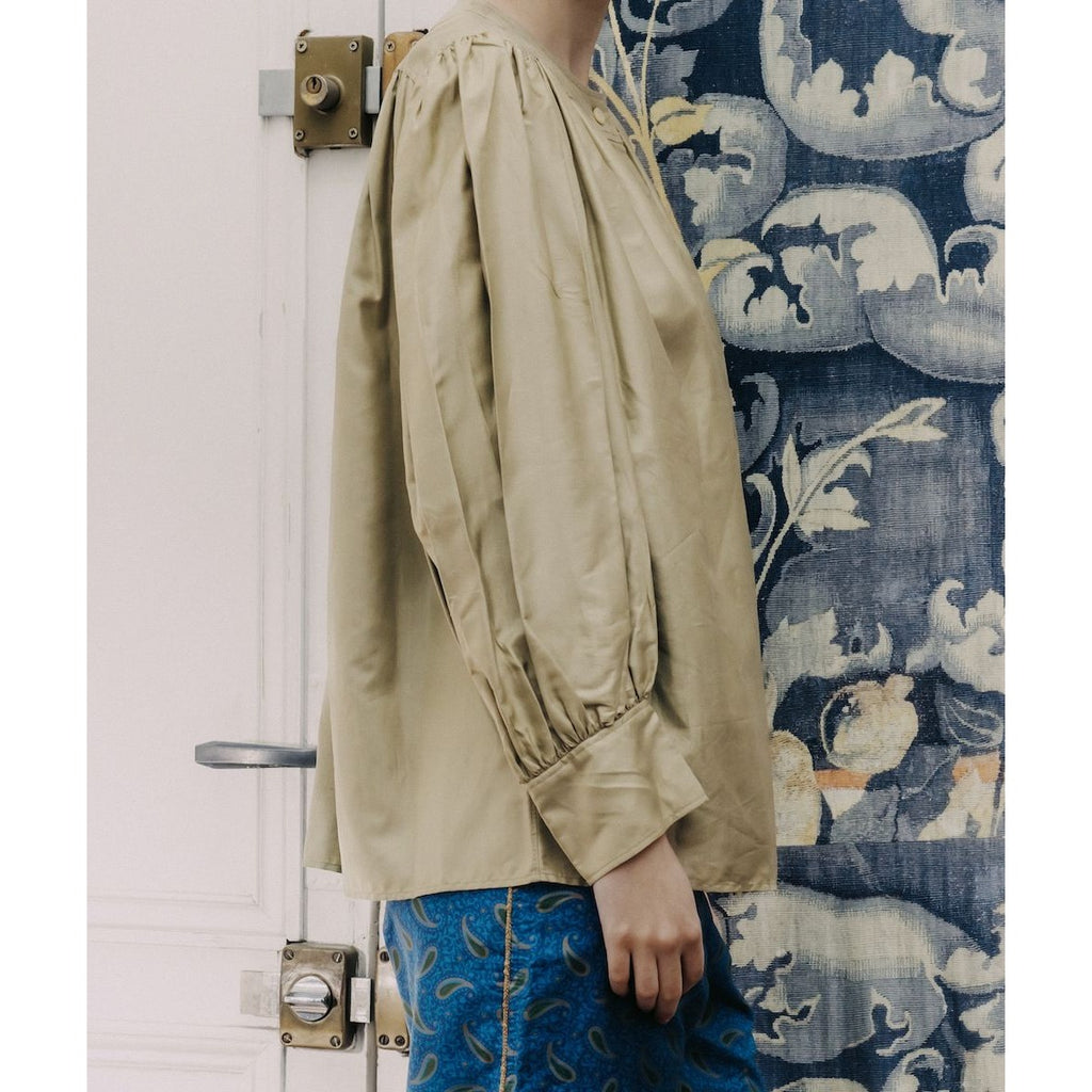 1970s Beige Kaki Silk Shirt