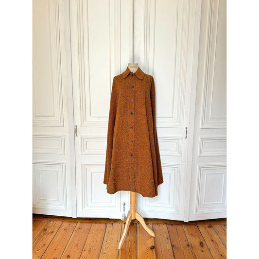 1970s Wool Tweed Cape in Burnt Sienna Melange