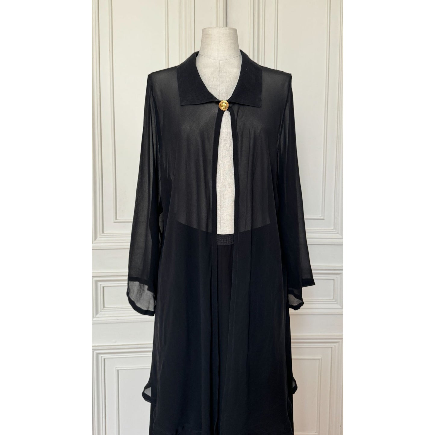 Versatile Couture Black Sheer Silk Shirt 