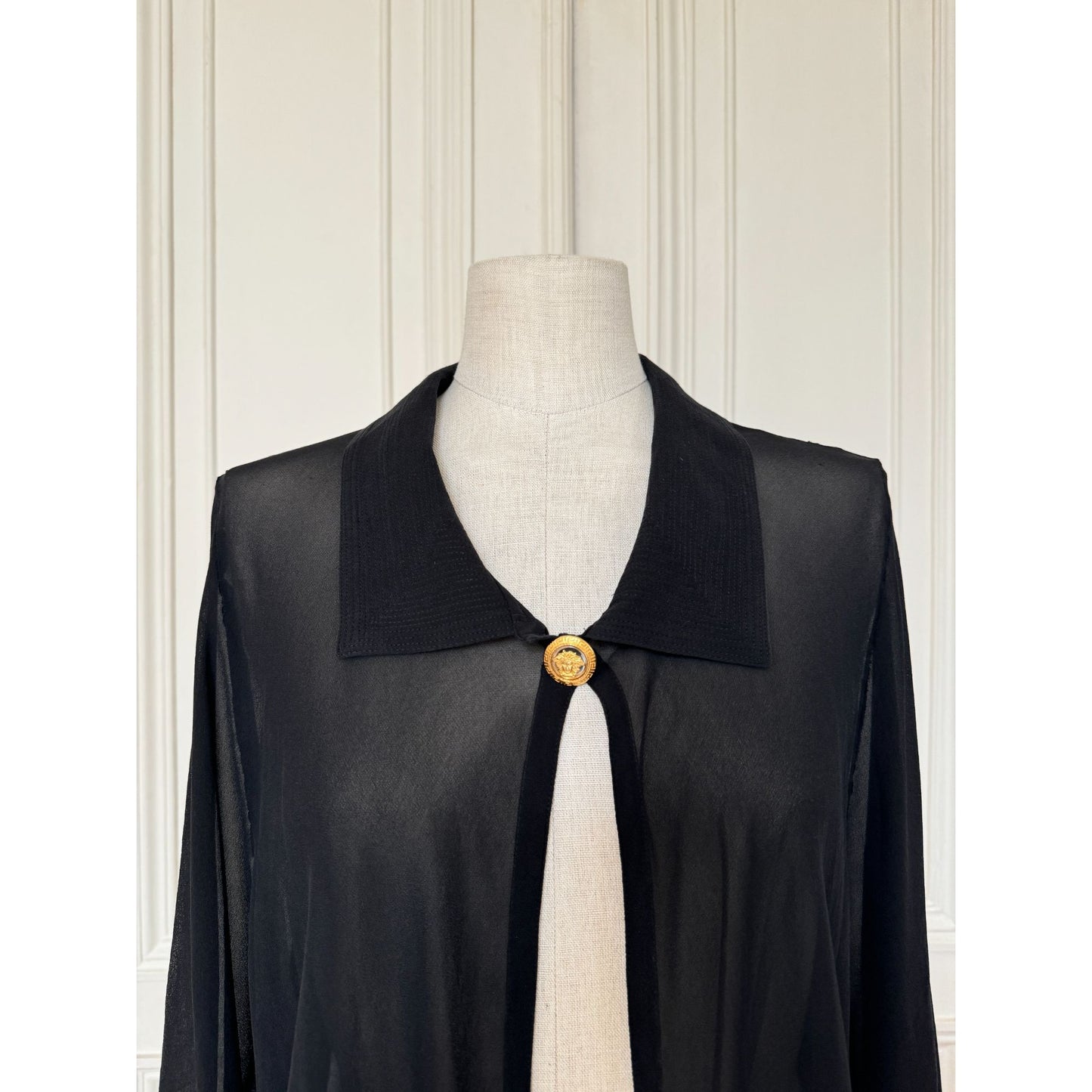 Versatile Couture Black Sheer Silk Shirt 