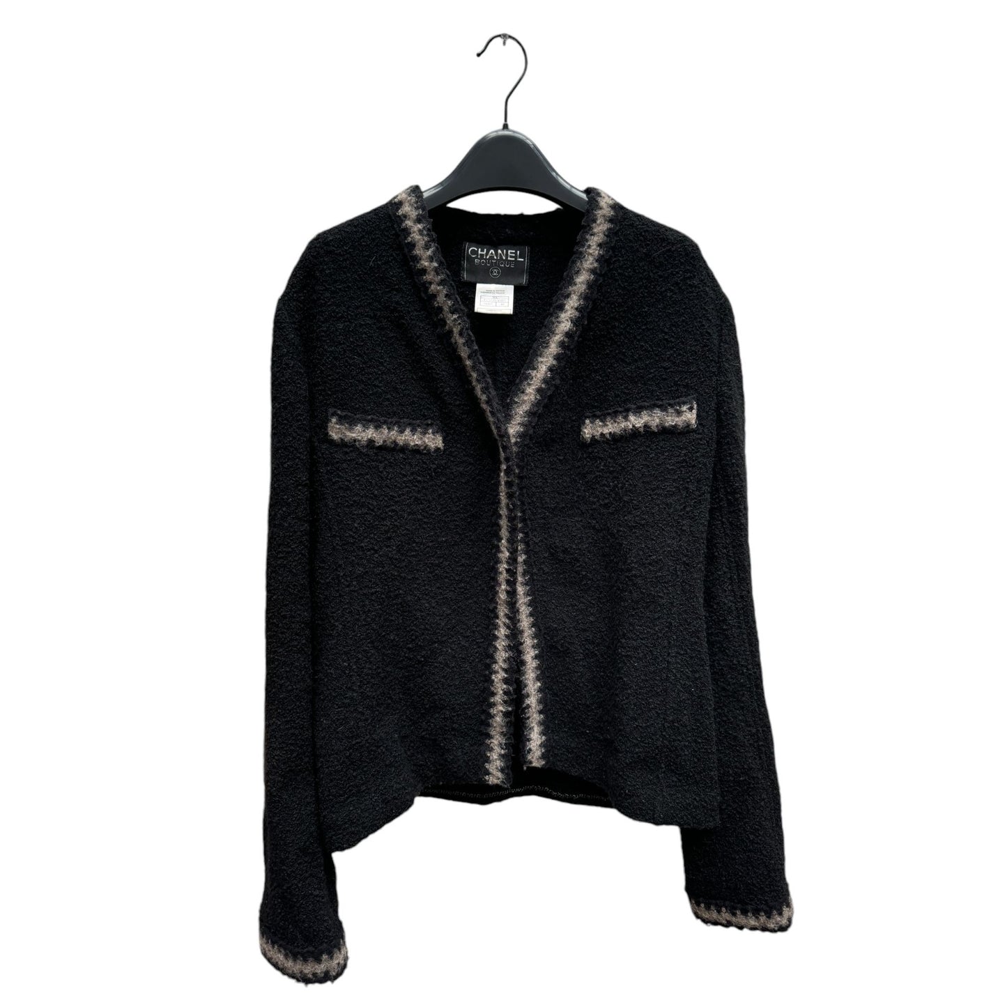 Karl Lagerfeld Fall 1998 Runway Collection Black Bouclé Tweed Wool Jacket