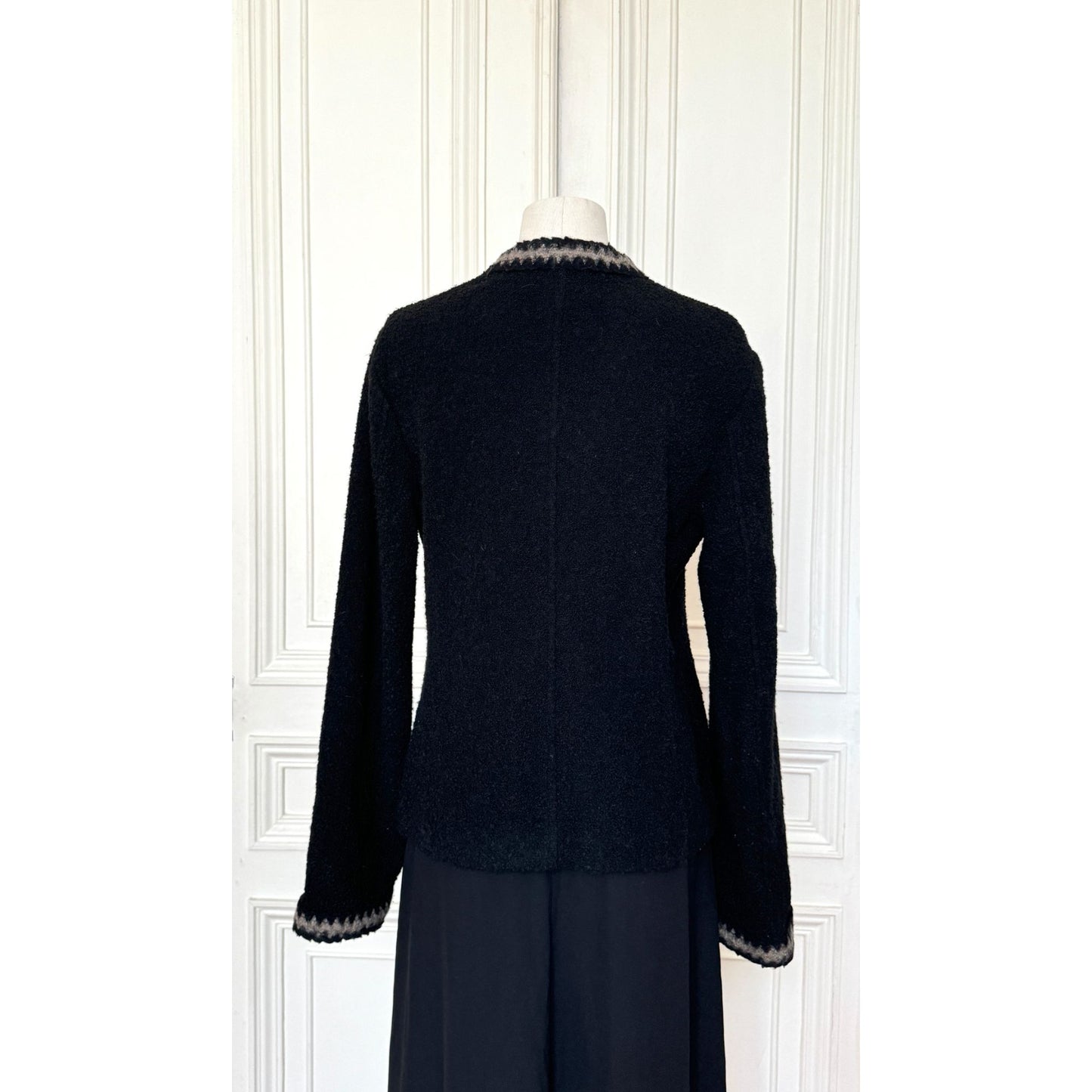 Karl Lagerfeld Fall 1998 Runway Collection Black Bouclé Tweed Wool Jacket