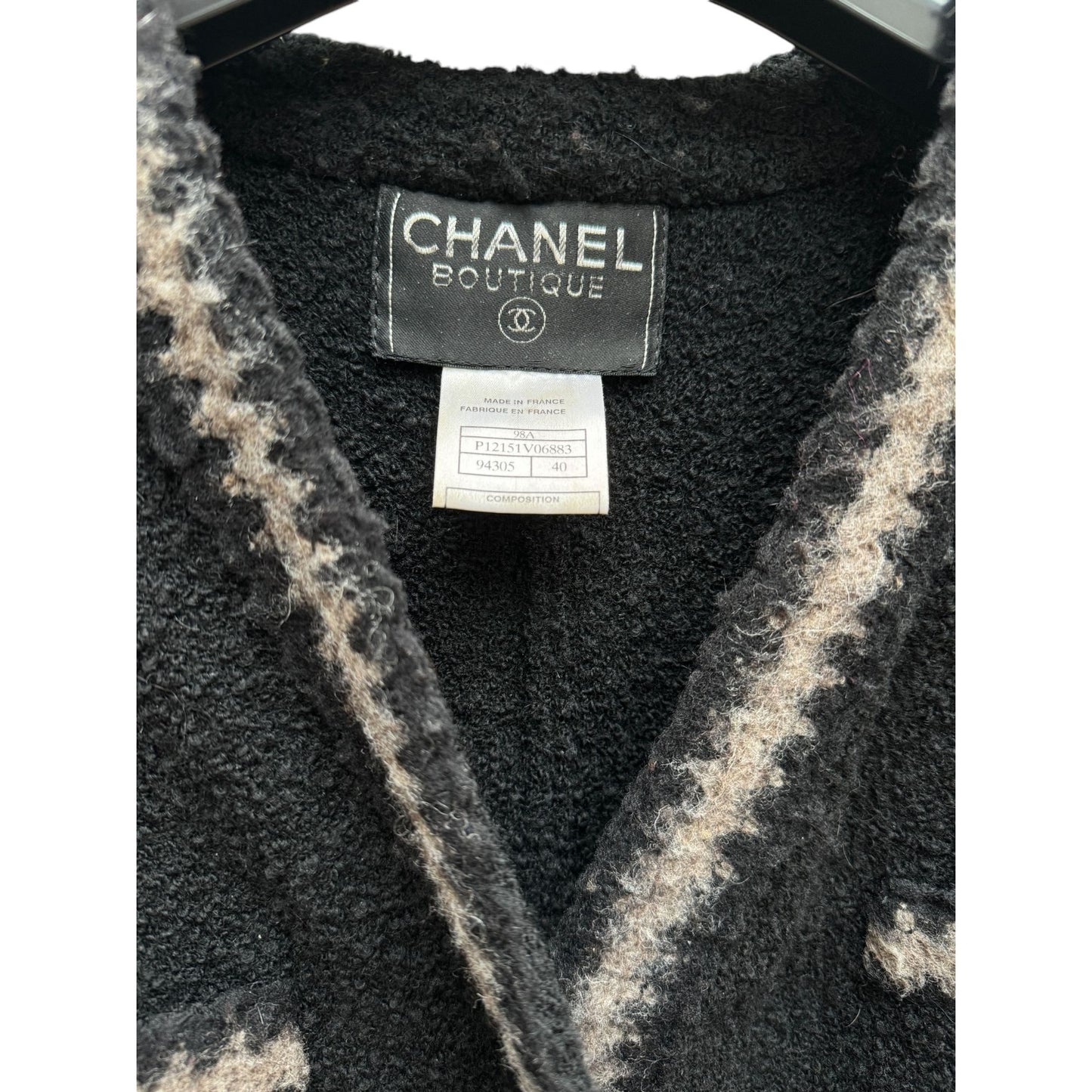 Karl Lagerfeld Fall 1998 Runway Collection Black Bouclé Tweed Wool Jacket