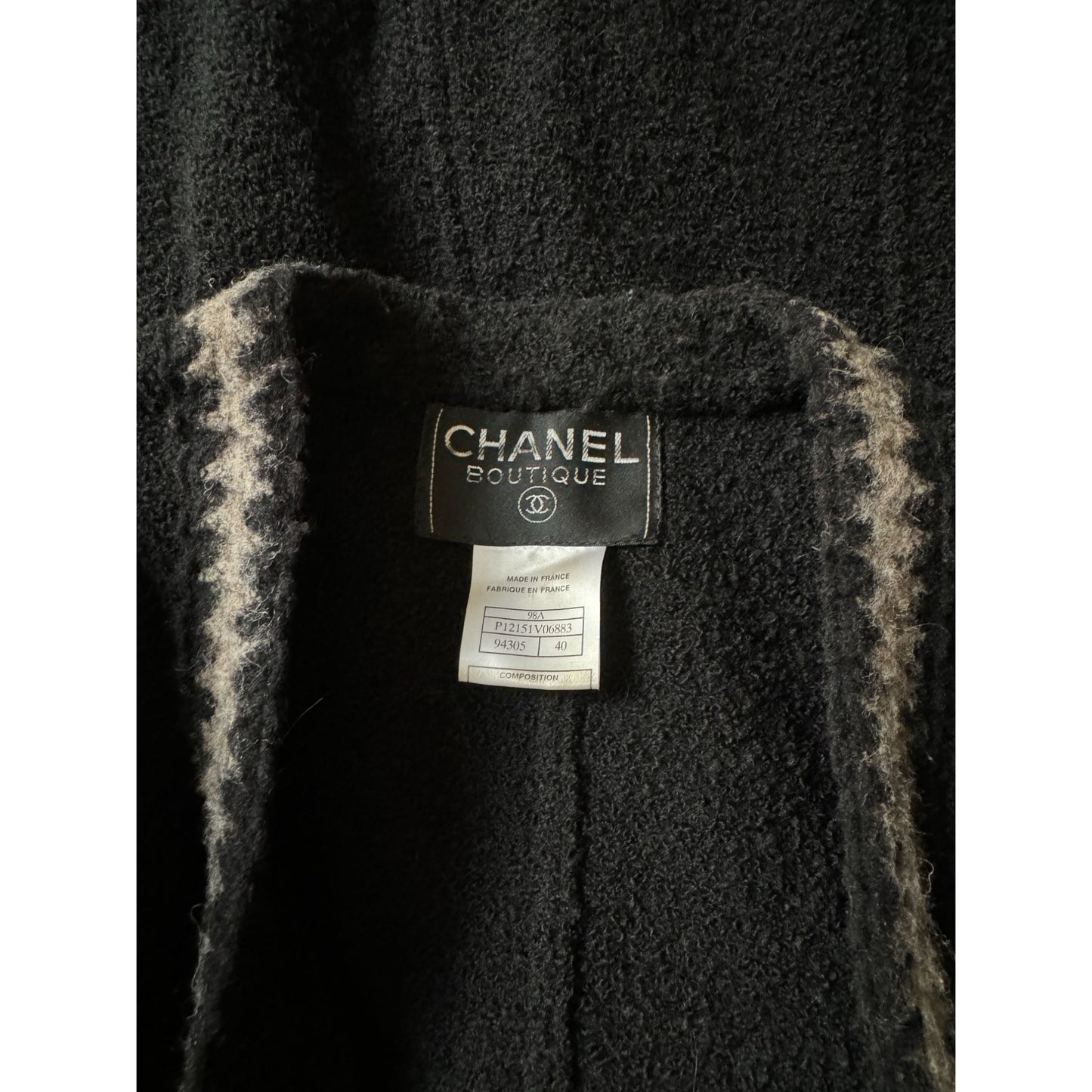 Karl Lagerfeld Fall 1998 Runway Collection Black Bouclé Tweed Wool Jacket