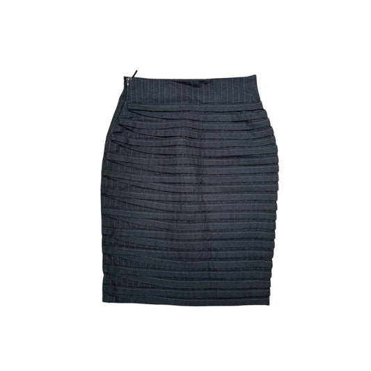 Vintage Grey Wool Striped Mid-Skirt