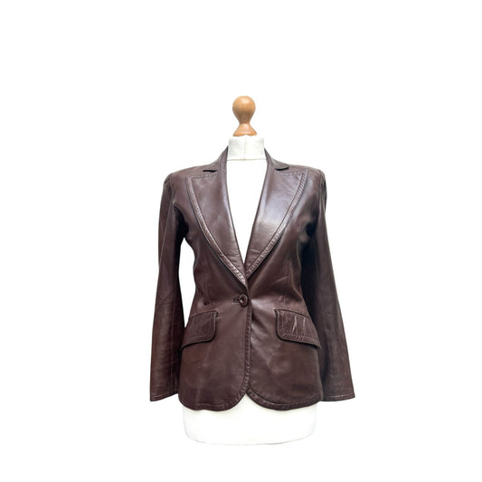 1970s Brown Leather Tailored Jacket 