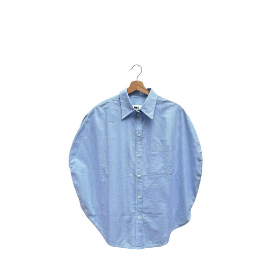 SS 2019 White & Blue Striped Circular Shirt 