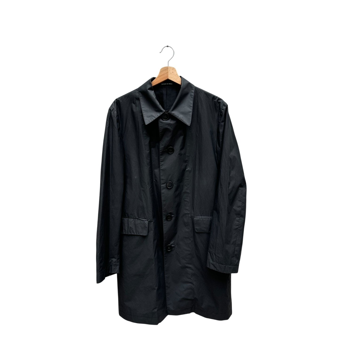 Black Nylon Mac Coat