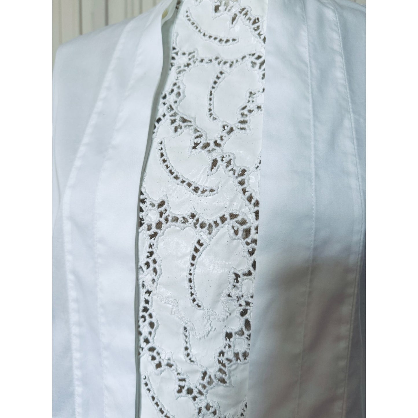 Phoebe Philo White Cotton Shirt with Detachable Lace Front Panel