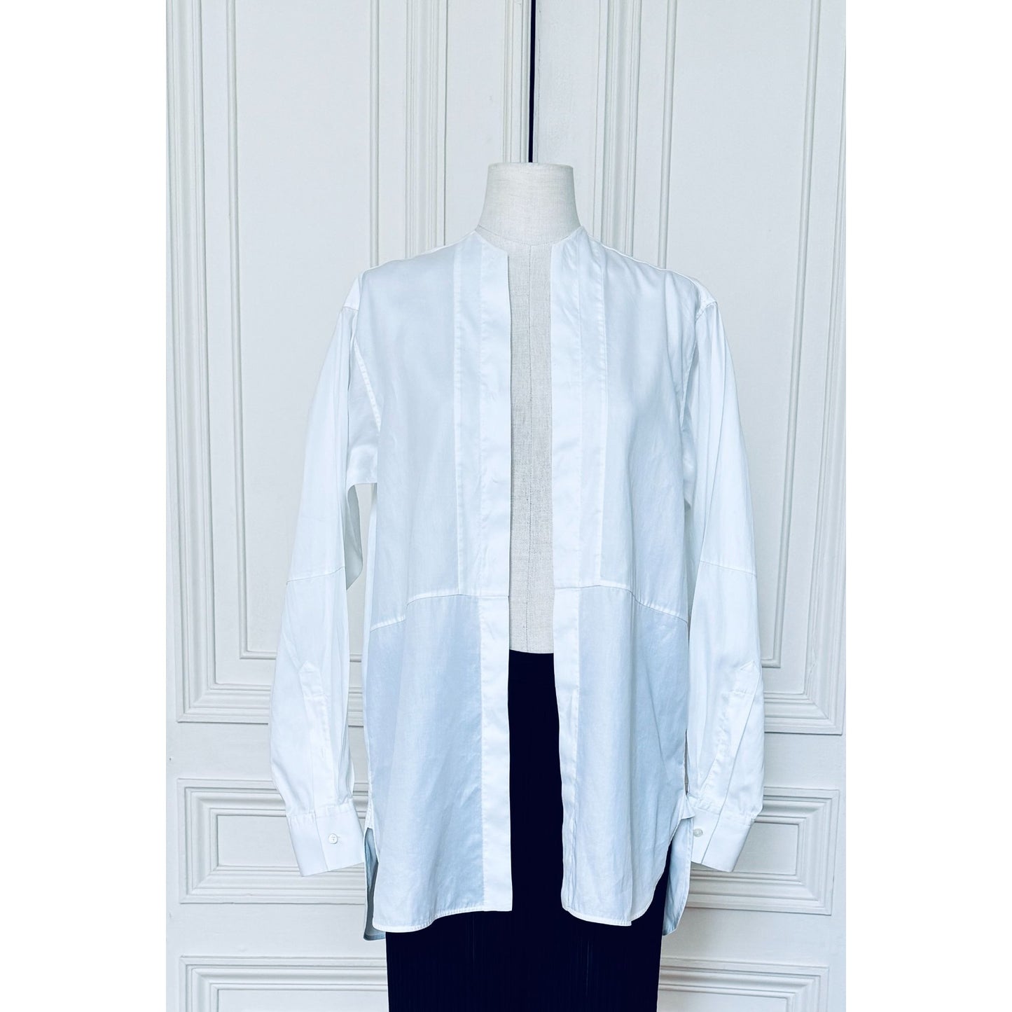 Phoebe Philo White Cotton Shirt with Detachable Lace Front Panel