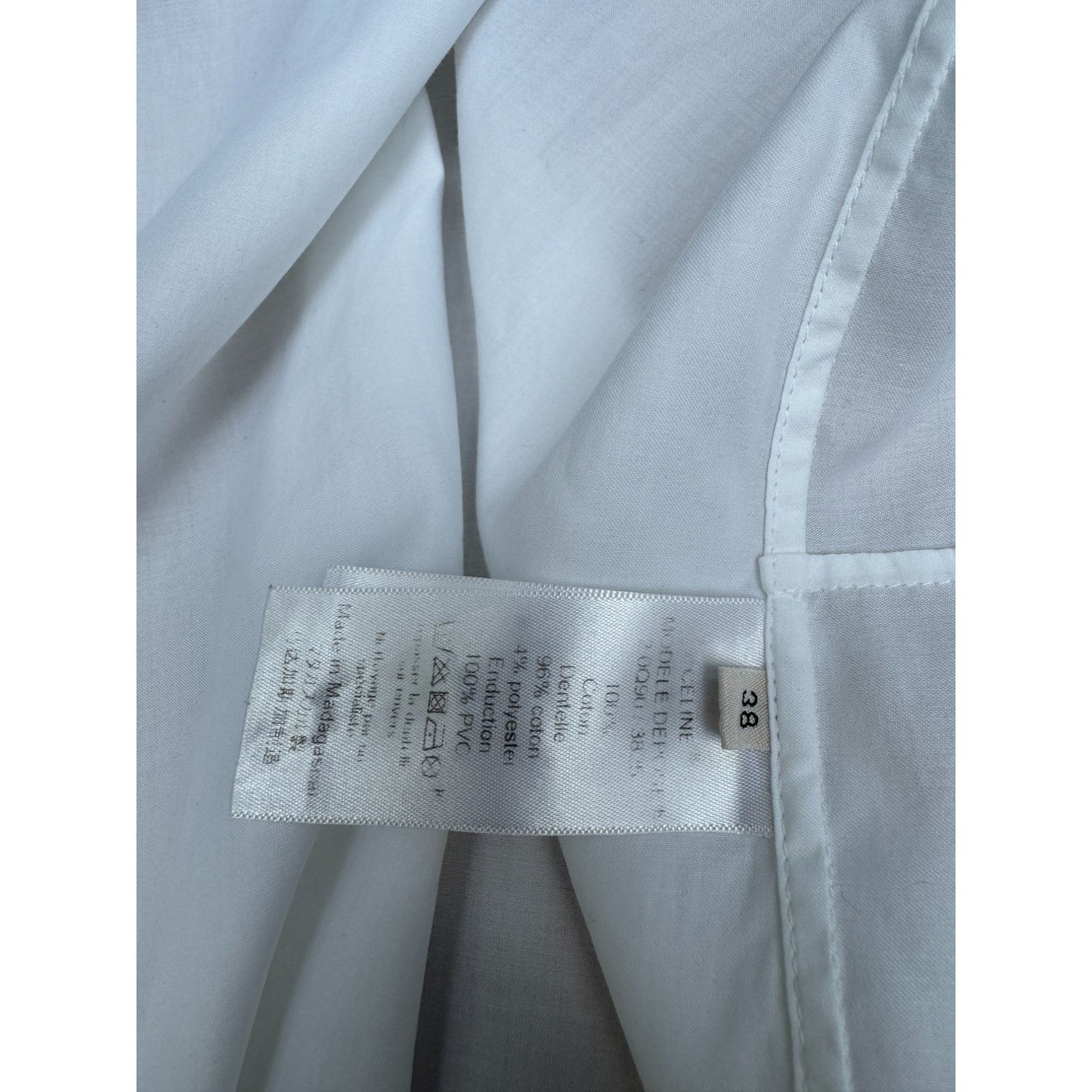 Phoebe Philo White Cotton Shirt with Detachable Lace Front Panel